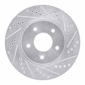 Chevrolet Equinox Brake Rotor (1) - Front Right - R1 Concepts - Drilled & Slotted - Silver - `02-`07